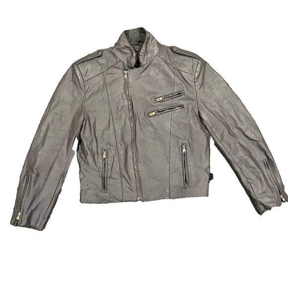 Berman's Vintage Motorcycle/Moto Leather Jacket Zip Out Liner Men's‎ Gray 38